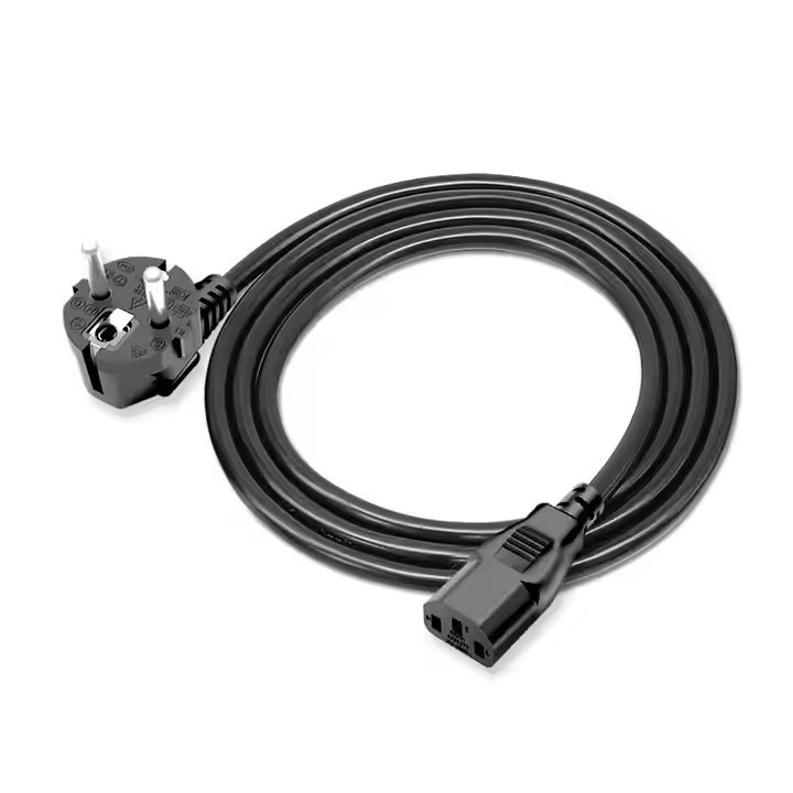 Schwarzes 3G-Verlängerungsleitungskabel AC-Stromkabel auf Lager Kupfer IEC Europa EU Pure VDE CEE PVC 0,75mm 1,5M Karton