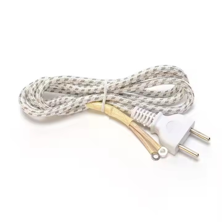 Warmverkauf 2 Pin 220v 16a Geflechteter Draht Stromkabel Kabel Led Lampe E27 Dc Kupfer Karachi Stromkabel für Eisen in Pakistan