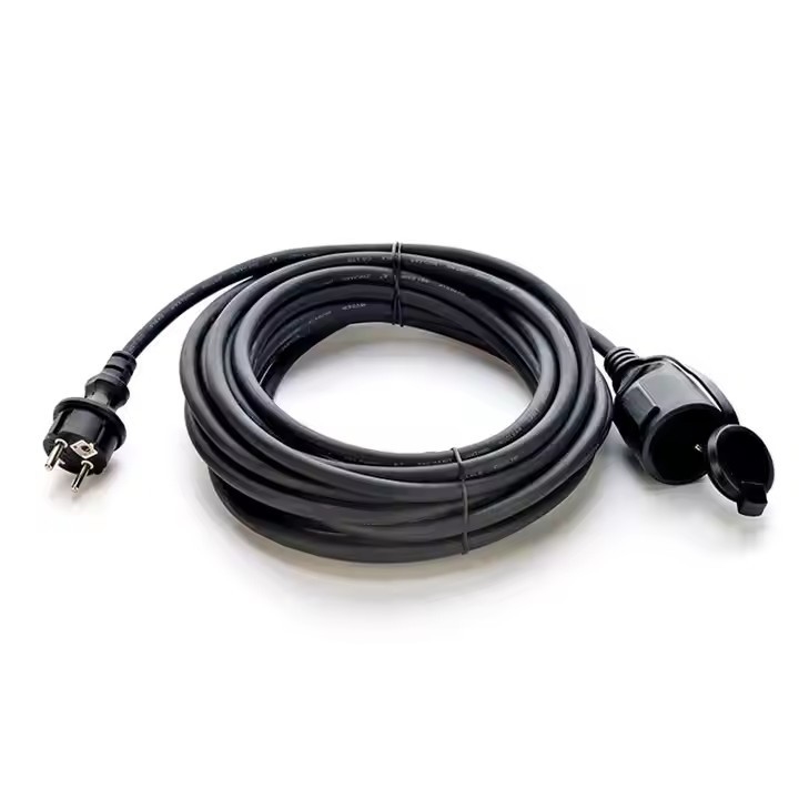 GS-Zulassung H07RN-F 3X1,5 3m Schwarz Hochwertiges Eu-Stromkabel Wasserdichtes Gummi-Gehäuse-Kabel zur Stromversorgung der Außenindustrie