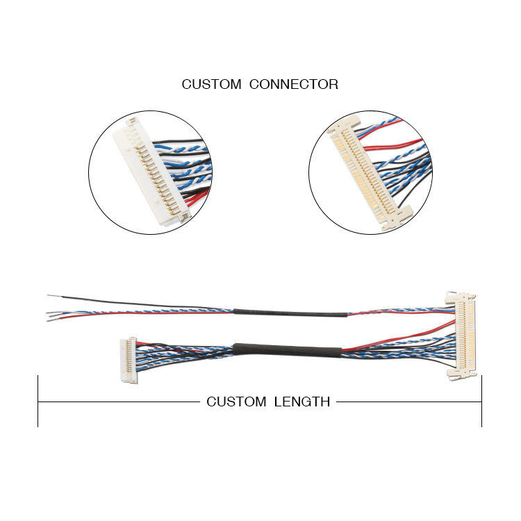 Custom OEM Drahtgurt FI S20S 20 Pin 1,25 mm Abstand JAE Anzeige Lvds Kabel