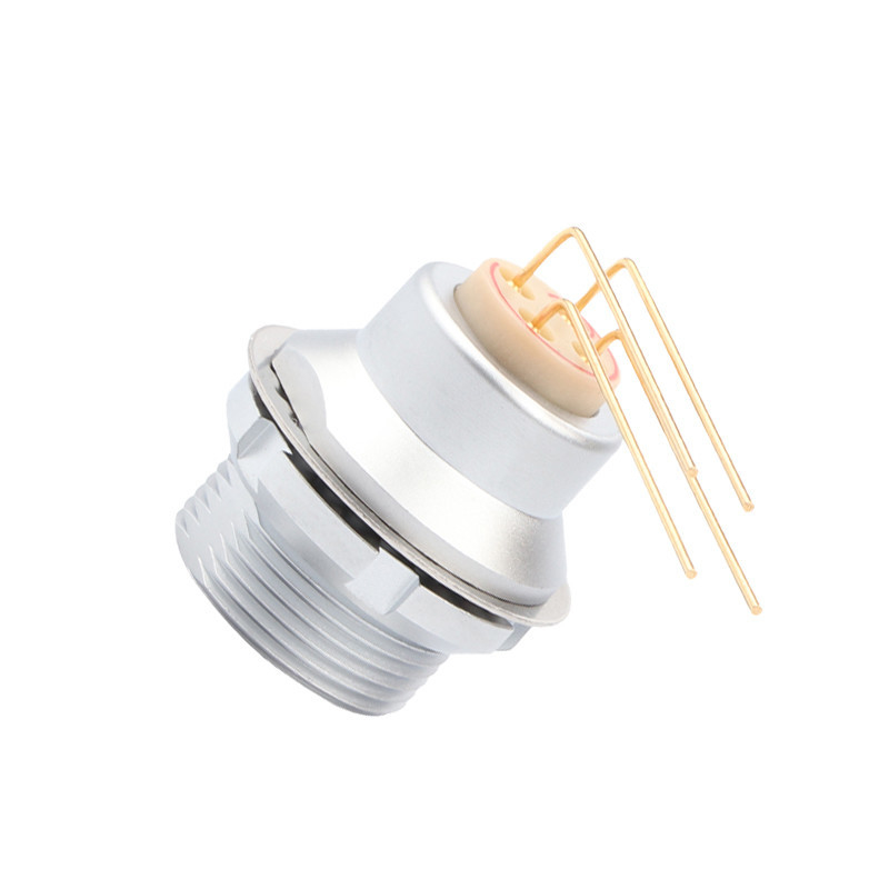 Industrielle 4-Pin-Rundverbindung Z3 externe feste Steckdose Leiterplatte 90° Elbspin Kern
