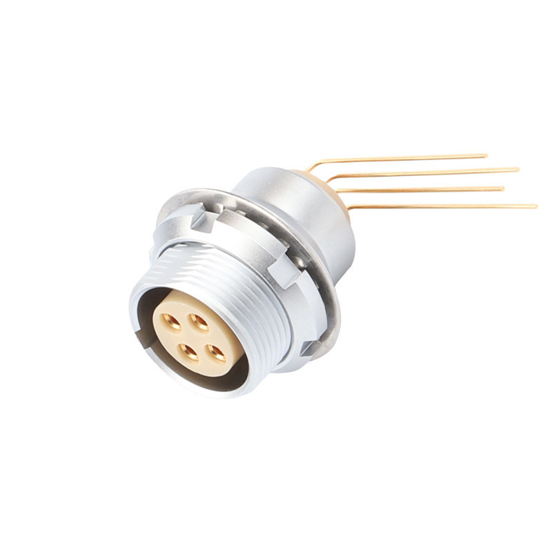 Industrielle 4-Pin-Rundverbindung Z3 externe feste Steckdose Leiterplatte 90° Elbspin Kern