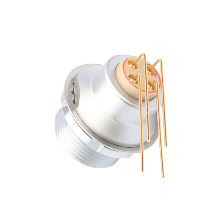 Industrielle 4-Pin-Rundverbindung Z3 externe feste Steckdose Leiterplatte 90° Elbspin Kern