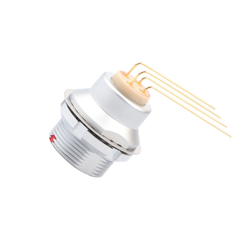 Industrielle 4-Pin-Rundverbindung Z3 externe feste Steckdose Leiterplatte 90° Elbspin Kern