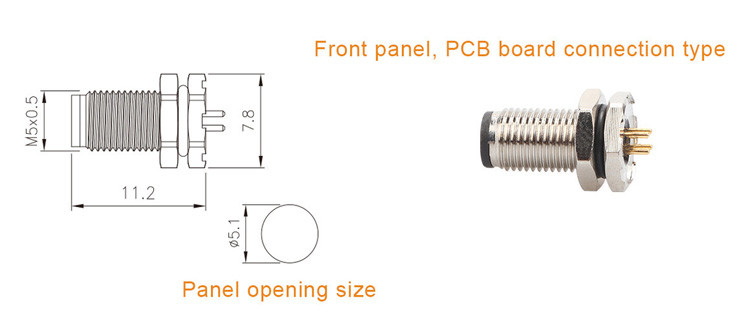 Fabrikkreislaufverbindung M5 Code-A Wasserdichte Serie Panel Flansche PCB Männliche Steckdose Unterstützung 3-Core Und 4-Core