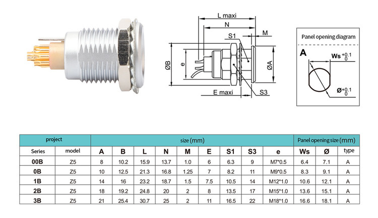 B-Serie Z5 14 Pins mit Erdungspin Internal Fixation Push Pull Selbstverriegelungsteil