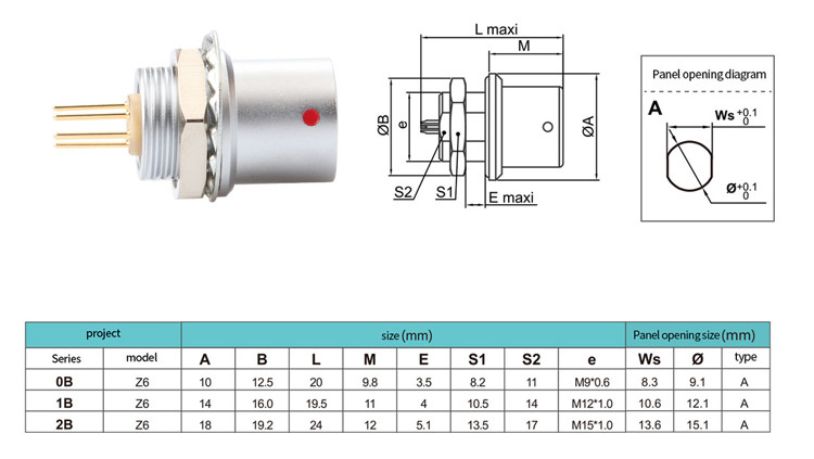 IP68 Push-Pull-Selbstverriegelung Industrielle Steuerung B-Serie Z6 6 Pins Weiblich bis 6 Pins Signalsensor Kreisanschluss