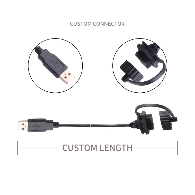 USB 2,0 eine Buchse mit Schild und Kappe zu USB 2,0 ein usb-Kabel maßgeschneidert