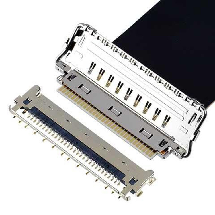 Voll abgeschirmtes Mikro-Koaxialkabel mit mehrpunktischer Erdung 20862-040T01 40P Horizontale Kopplung FPC-Steckverbinder