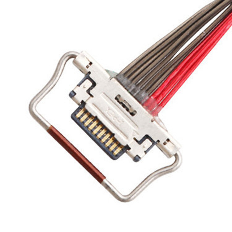 Ein 10-Pin-LVDS-Mikro-Koaxialkabel mit einer Länge von 150 mm, I-PEX-Anschluss mit 0,4 mm Abstand, als 20633-310T-01S identifiziert