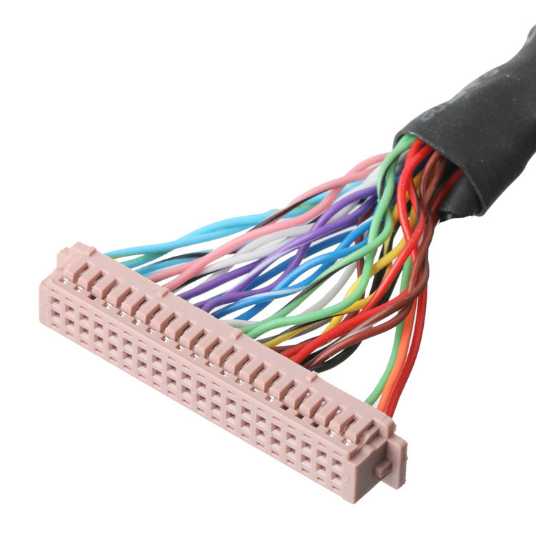 OEM/ODM LVDS-Kabelmontage von  DF13-40Pin mit 1,25 mm Schrägstärke bis HD-SUB 26P Weibliche Lötung UL 1007 20AWG Kabel