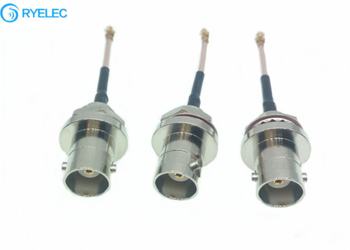 HF-Kabelmontage wasserdicht IP67 BNC weibliche hintere Blukhead bis IPX UFL RG178 Splitterplattiertes Kupfer-Pigtail-Kabel