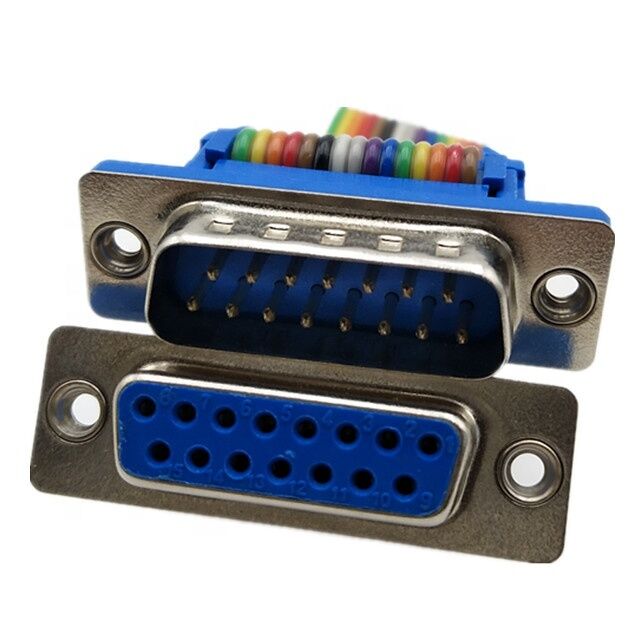 OEM ODM RS232 15Pin D-Sub vergoldete Steckverbinder Flachbandkabelmontage mit anpassbarer Länge