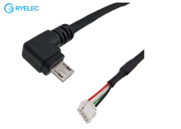 Kundenspezifischer 10cm schwarzer linker Winkel Mikro-USB-Mann zu JST GH-04 V-S Connector Power Cable