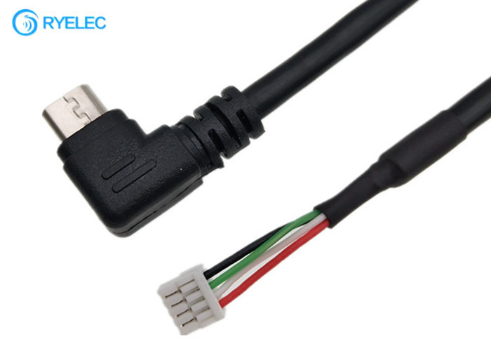 Kundenspezifischer 10cm schwarzer linker Winkel Mikro-USB-Mann zu JST GH-04 V-S Connector Power Cable