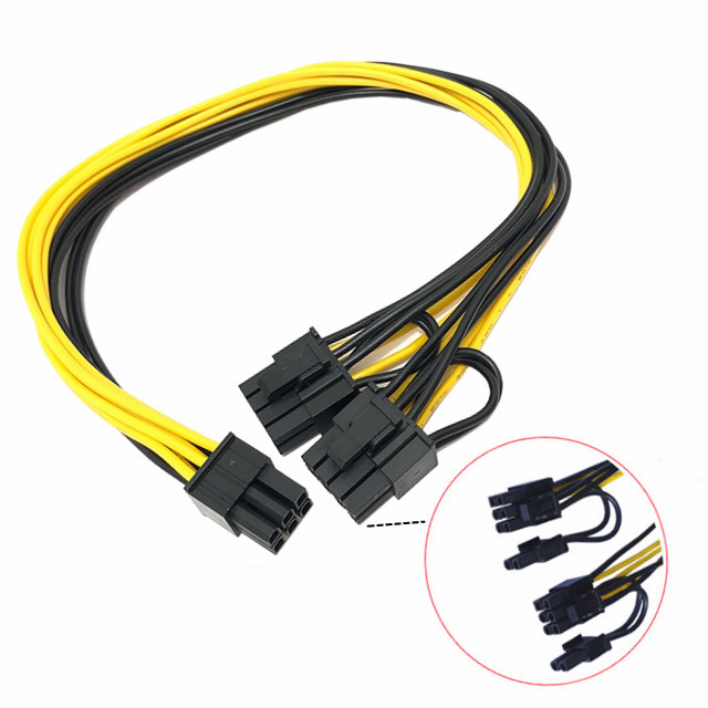Mann Pcie 6pin, zu verdoppeln Mann-8pin Gpu-Stromkabel-Teiler 18awg 100MM 20CM