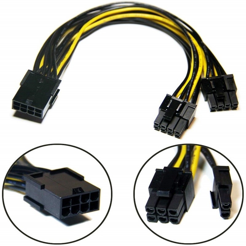 Frau Pcie 8pin, zu verdoppeln Mann2pin PciE 6 vga-Teiler-Leistungsverstärker verkabeln 18awg 20cm für Grafiken Gpu-Videokarte